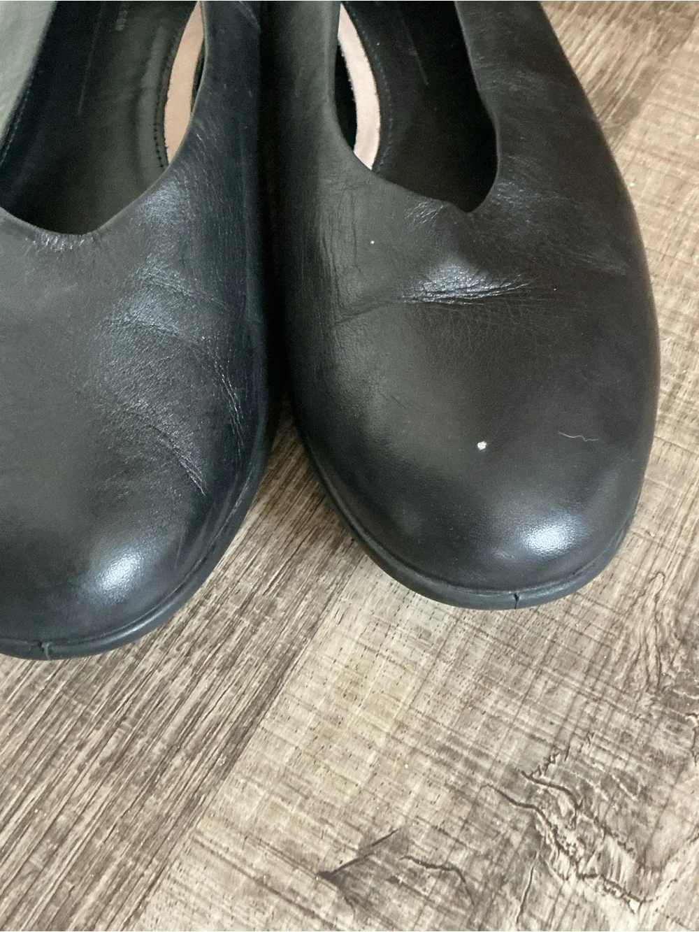 Womens 11 42 Ecco Anine Ballerina Black Leather Comfort Career Ballet Flats Shoe